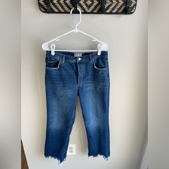 Free People We The Free The Maggie Mid-Rise Straight Leg Frayed Jeans - Size 30 - Picture 8 of 16